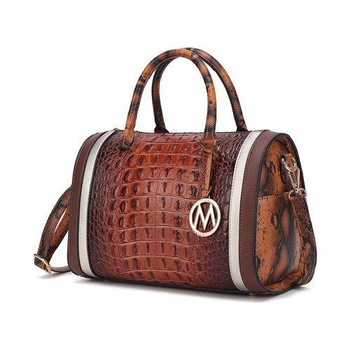 Load image into Gallery viewer, MKF Collection Eleanor Faux Crocodile-Embossed Satchel Bag by Mia K
