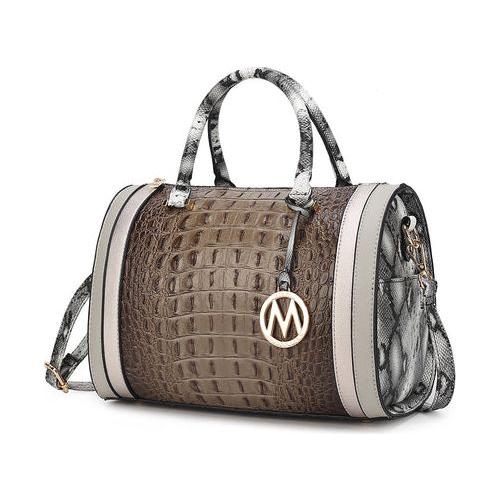 Load image into Gallery viewer, MKF Collection Eleanor Faux Crocodile-Embossed Satchel Bag by Mia K
