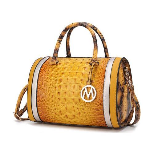 Load image into Gallery viewer, MKF Collection Eleanor Faux Crocodile-Embossed Satchel Bag by Mia K
