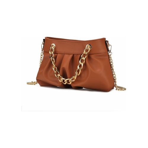 Load image into Gallery viewer, Marvila Minimalist Vegan Leather Chain Ruched Shoulder Bag
