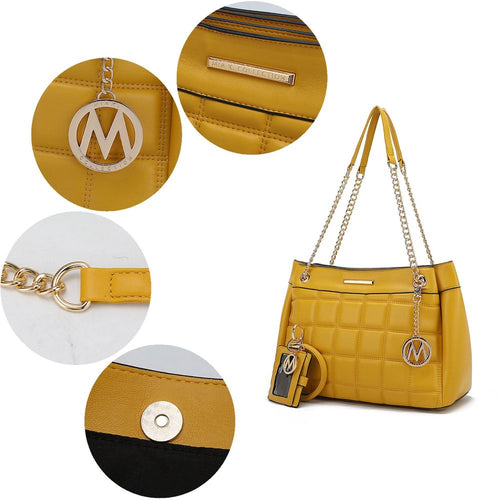 Load image into Gallery viewer, Mabel Quilted Vegan Leather Women Shoulder Bag with Bracelet Keychain
