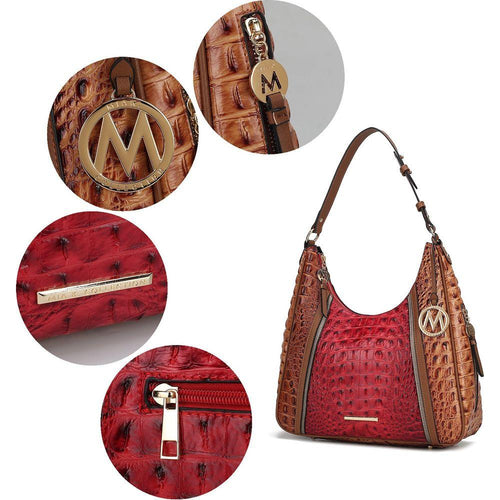 Load image into Gallery viewer, Becket Faux Crocodile Embossed Vegan Leather Women Shoulder Bag
