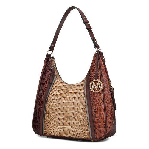 Load image into Gallery viewer, Becket Faux Crocodile Embossed Vegan Leather Women Shoulder Bag
