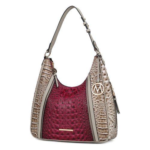 Load image into Gallery viewer, Becket Faux Crocodile Embossed Vegan Leather Women Shoulder Bag
