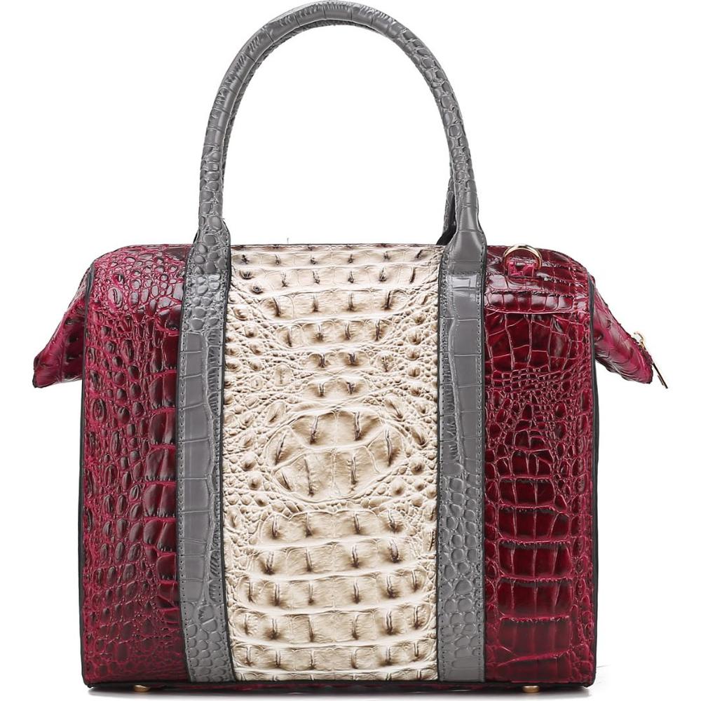 Ember Faux Crocodile-Embossed Vegan Leather Women Satchel Bag