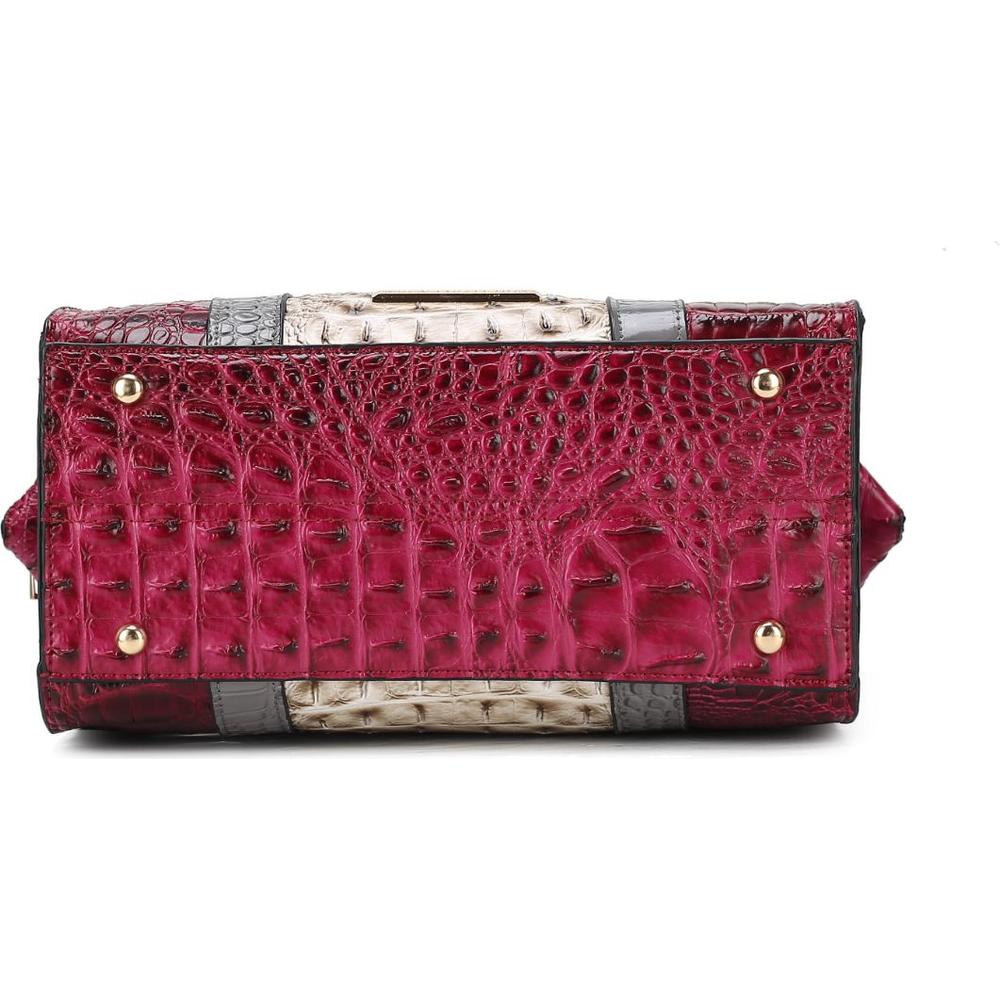 Ember Faux Crocodile-Embossed Vegan Leather Satchel Bag