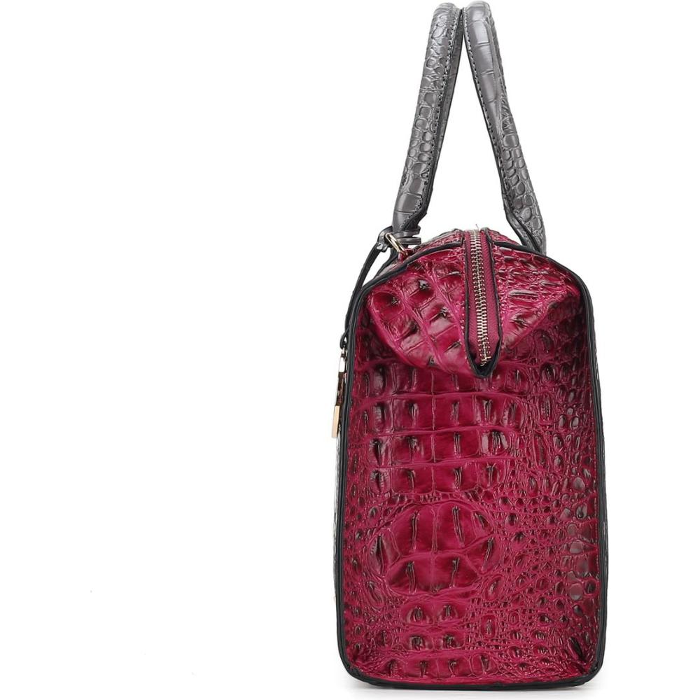 Ember Faux Crocodile-Embossed Vegan Leather Women Satchel Bag