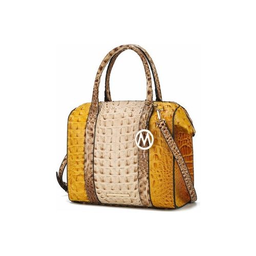 Load image into Gallery viewer, Ember Faux Crocodile-Embossed Vegan Leather Satchel Bag
