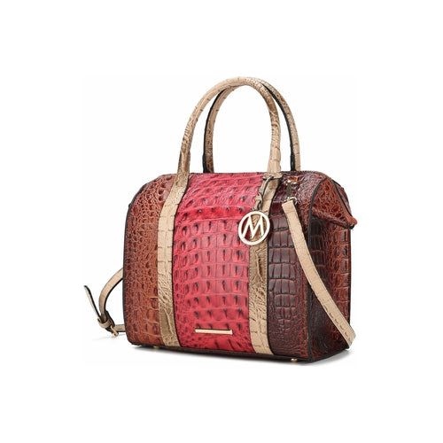 Load image into Gallery viewer, Ember Faux Crocodile-Embossed Vegan Leather Women Satchel Bag
