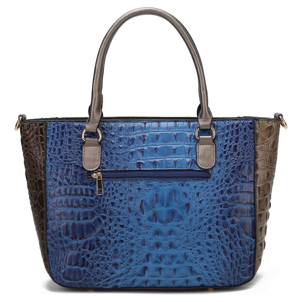 Bonnie Faux Crocodile Embossed Vegan Leather Satchel Bag with Wallet