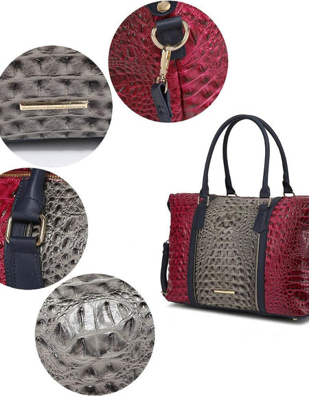 MKF Collection Raven Faux Crocodile-Embossed Duffle Bag