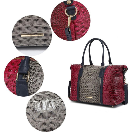 Load image into Gallery viewer, MKF Collection Raven Faux Crocodile-Embossed Duffle Bag by Mia K
