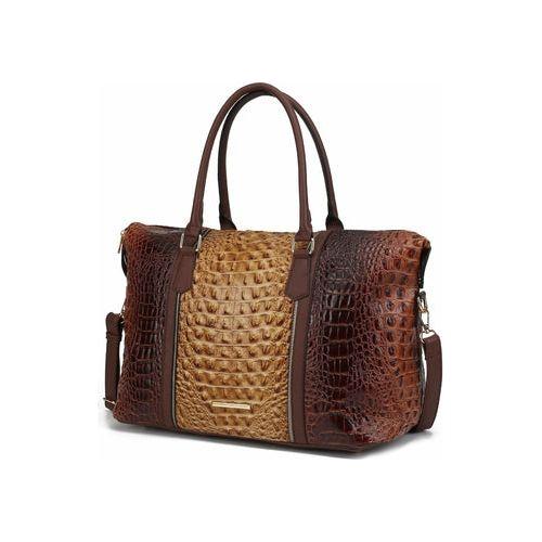 Load image into Gallery viewer, MKF Collection Raven Faux Crocodile-Embossed Duffle Bag by Mia K
