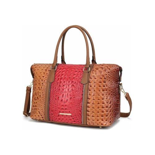 Load image into Gallery viewer, MKF Collection Raven Faux Crocodile-Embossed Duffle Bag by Mia K
