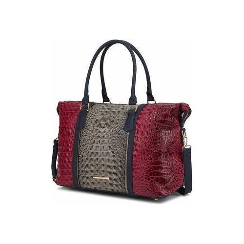 Load image into Gallery viewer, MKF Collection Raven Faux Crocodile-Embossed Duffle Bag by Mia K
