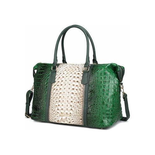 Load image into Gallery viewer, MKF Collection Raven Faux Crocodile-Embossed Duffle Bag by Mia K
