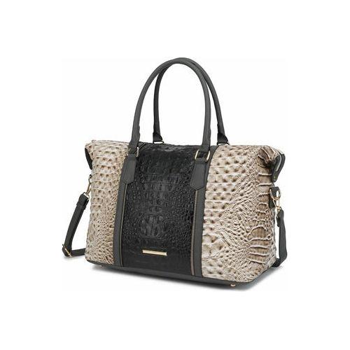 Load image into Gallery viewer, MKF Collection Raven Faux Crocodile-Embossed Duffle Bag by Mia K
