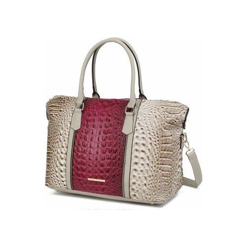 Load image into Gallery viewer, MKF Collection Raven Faux Crocodile-Embossed Duffle Bag by Mia K
