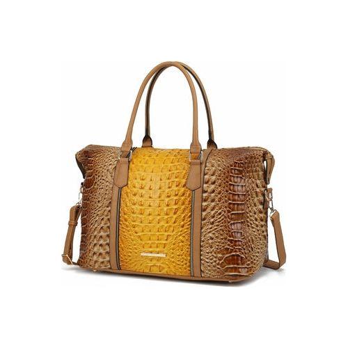 Load image into Gallery viewer, MKF Collection Raven Faux Crocodile-Embossed Duffle Bag by Mia K
