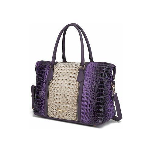 Load image into Gallery viewer, MKF Collection Raven Faux Crocodile-Embossed Duffle Bag by Mia K
