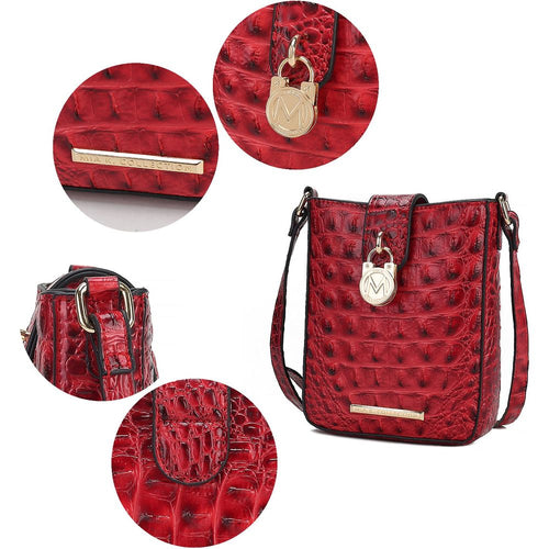 Load image into Gallery viewer, Avery Faux Crocodile Embossed Vegan Leather Women Crossbody Bag
