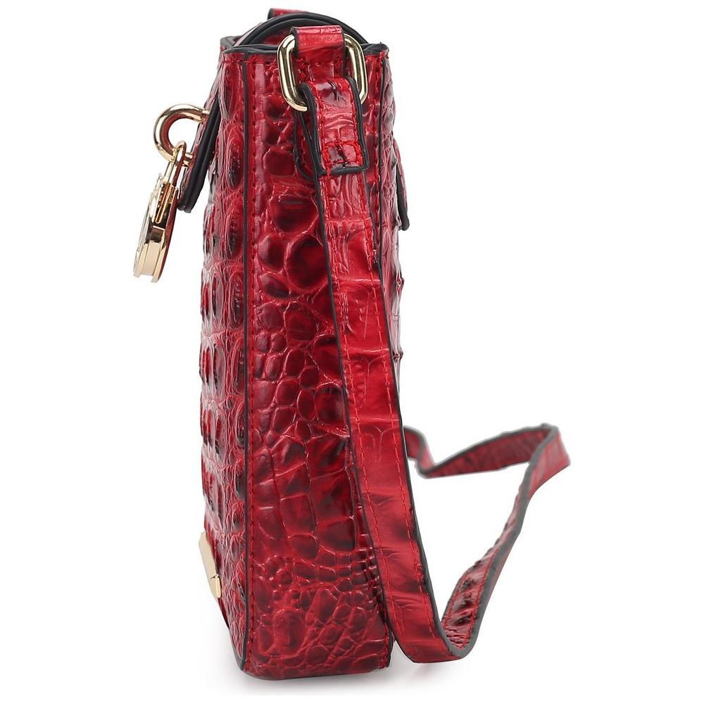 Avery Faux Crocodile Embossed Vegan Leather Women Crossbody Bag