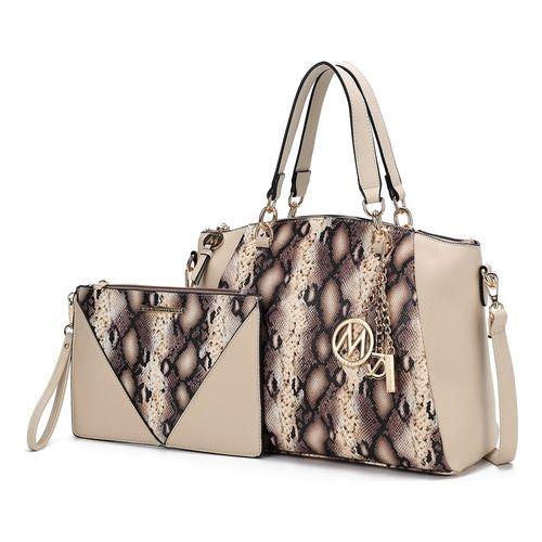 Load image into Gallery viewer, Addison Snake Embossed Vegan Leather Tote Bag with matching Wristlet
