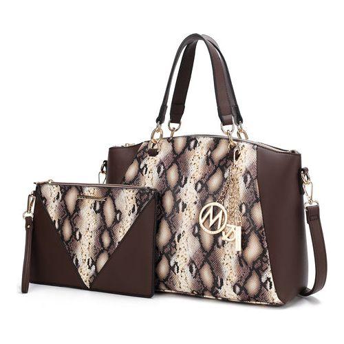 Load image into Gallery viewer, Addison Snake Embossed Vegan Leather Tote Bag with matching Wristlet
