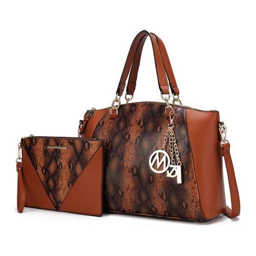 Load image into Gallery viewer, Addison Snake Embossed Vegan Leather Tote Bag with matching Wristlet
