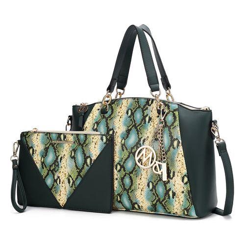 Load image into Gallery viewer, Addison Snake Embossed Vegan Leather Tote Bag with matching Wristlet
