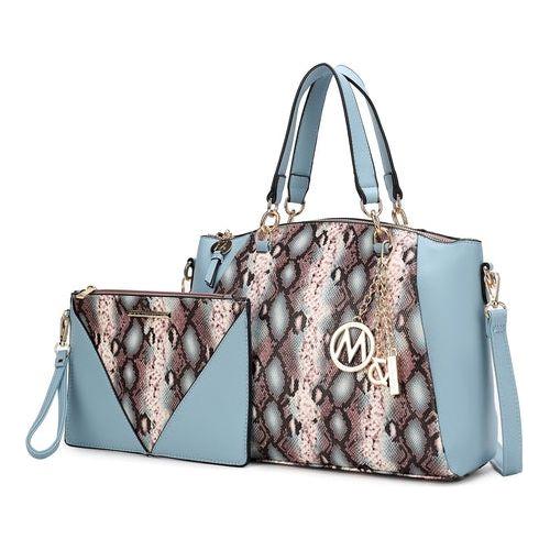 Load image into Gallery viewer, Addison Snake Embossed Vegan Leather Tote Bag with matching Wristlet
