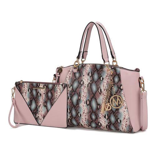 Load image into Gallery viewer, Addison Snake Embossed Vegan Leather Tote Bag with matching Wristlet
