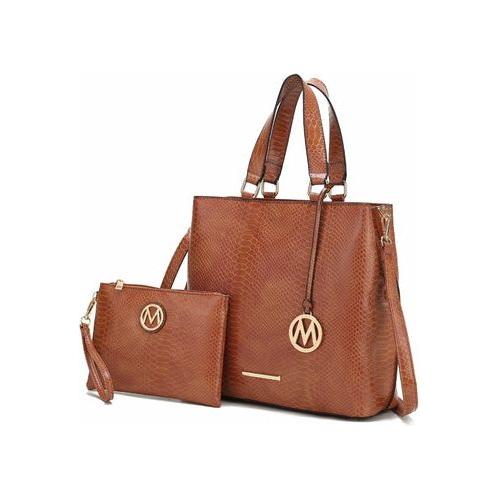 Beryl Snake embossed Vegan Leather Women Tote Bag with Wristlet