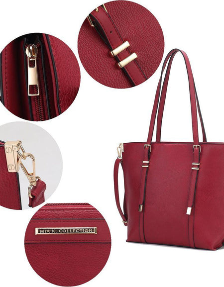 Emery Vegan Leather Women Tote Bag with Wallet – Sophisticated Elegance