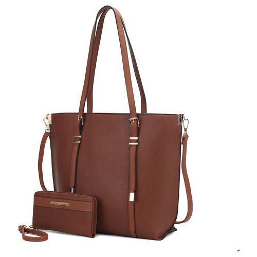 Load image into Gallery viewer, Emery Vegan Leather Women Tote Bag with Wallet – Sophisticated Elegance
