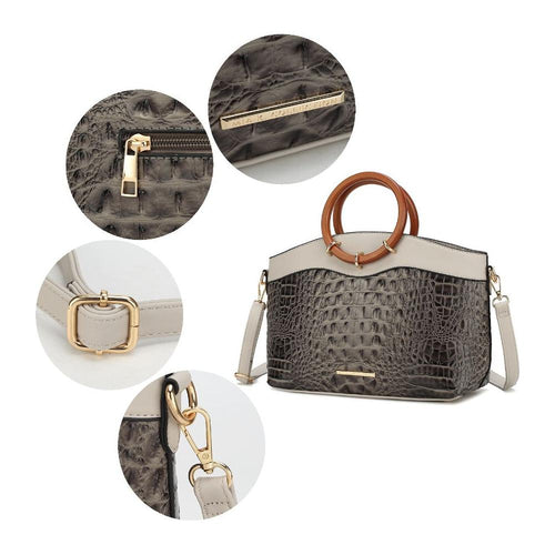 Load image into Gallery viewer, Phoebe Faux Crocodile-Embossed Vegan Leather Women Tote with
