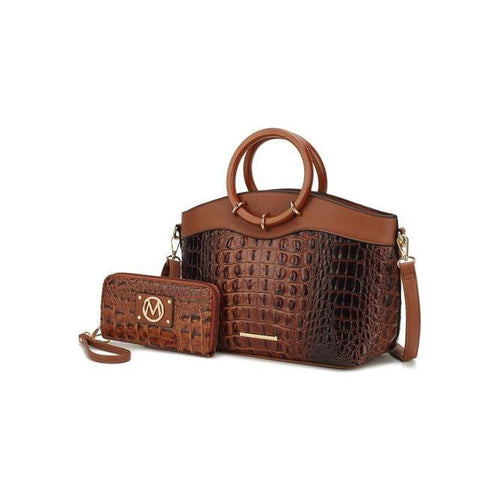 Load image into Gallery viewer, Phoebe Faux Crocodile-Embossed Vegan Leather Women Tote with
