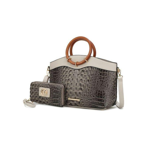 Load image into Gallery viewer, Phoebe Faux Crocodile-Embossed Vegan Leather Tote Bag
