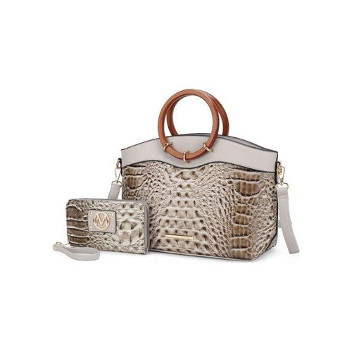 Load image into Gallery viewer, Phoebe Faux Crocodile-Embossed Vegan Leather Women Tote with
