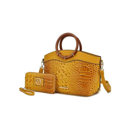 Load image into Gallery viewer, Phoebe Faux Crocodile-Embossed Vegan Leather Women Tote with
