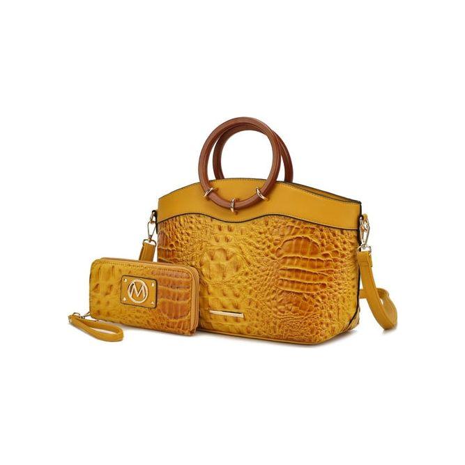 Phoebe Faux Crocodile-Embossed Vegan Leather Tote Bag