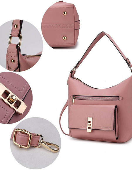 Clara Vegan Leather Women Shoulder Bag with Wristlet Wallet