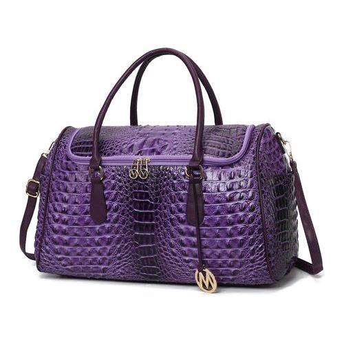 MKF Collection Rina Crocodile Embossed Vegan Leather Duffle Bag