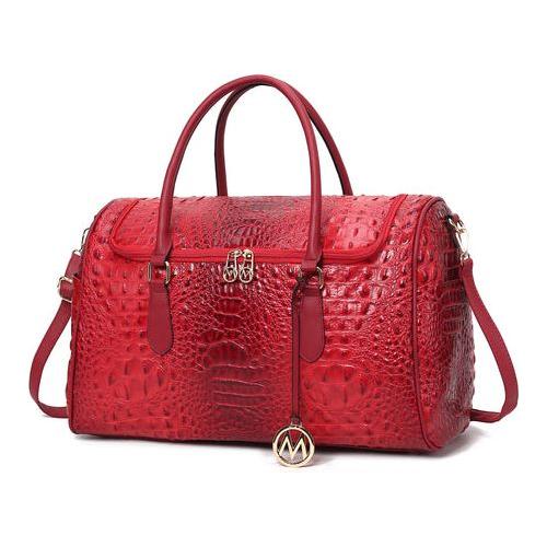 MKF Collection Rina Crocodile Embossed Vegan Leather Duffle Bag