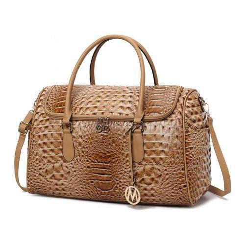 MKF Collection Rina Crocodile Embossed Vegan Leather Duffle Bag