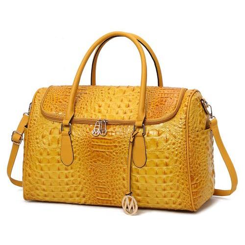 MKF Collection Rina Crocodile Embossed Vegan Leather Duffle Bag