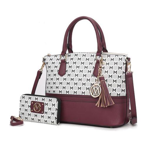 Load image into Gallery viewer, Saylor Circular M Emblem Print Women Tote Bag with matching Wristlet
