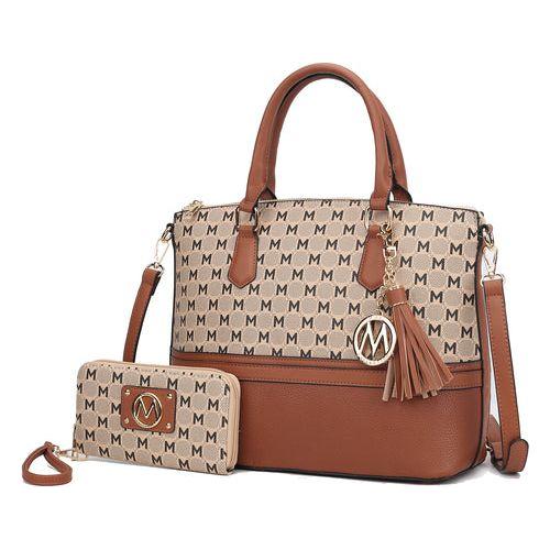 Load image into Gallery viewer, Saylor Circular M Emblem Print Women Tote Bag with matching Wristlet
