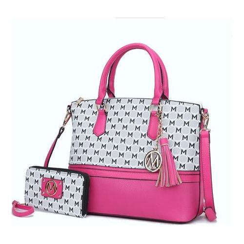 Load image into Gallery viewer, Saylor Circular M Emblem Print Women Tote Bag with matching Wristlet
