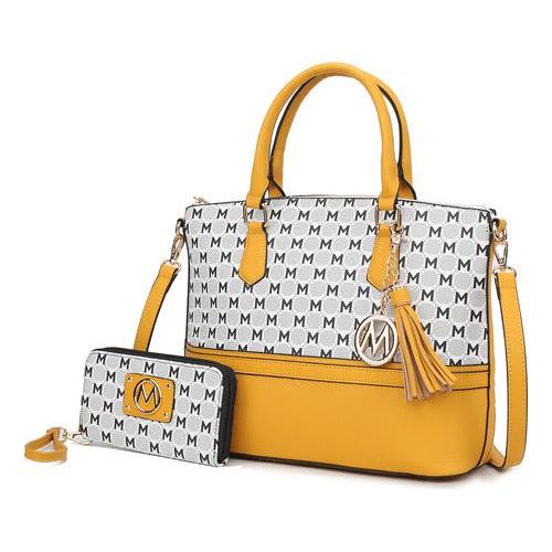 Load image into Gallery viewer, Saylor Circular M Emblem Print Women Tote Bag with matching Wristlet
